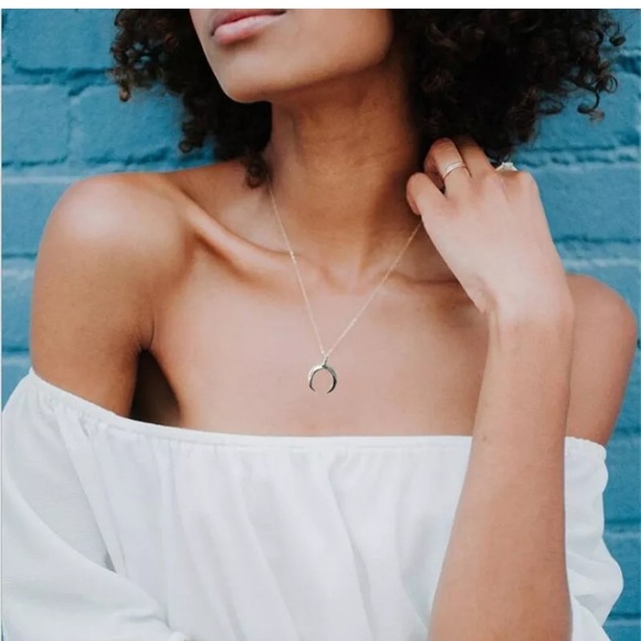 Gold silver moon layered necklace - Picture 2 of 8